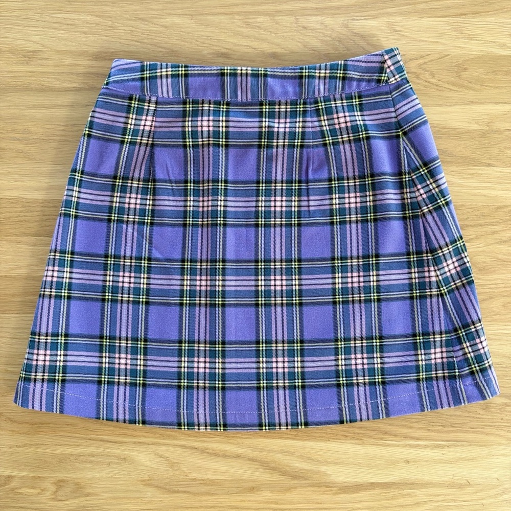 Brandy Melville Cara Skirt & Vivian Top Purple Plaid Matching Set Y2K - Picture 7 of 11